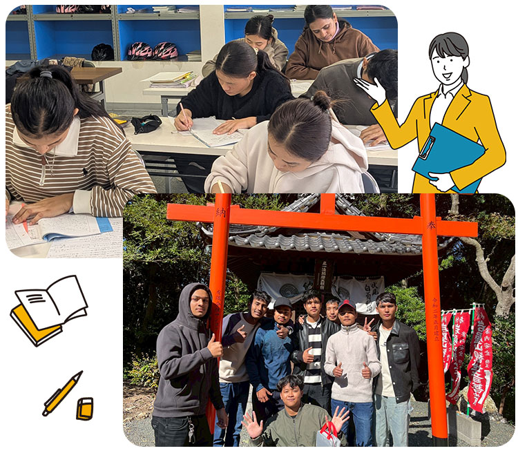 勉強をする留学生の写真